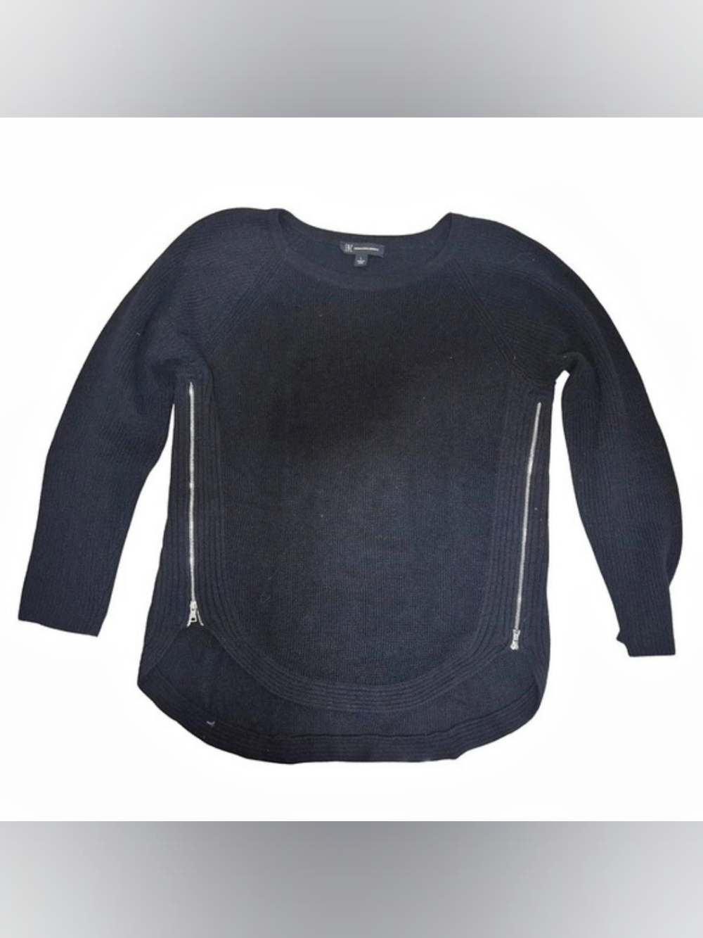 Black Zip Crew Neck Sweater